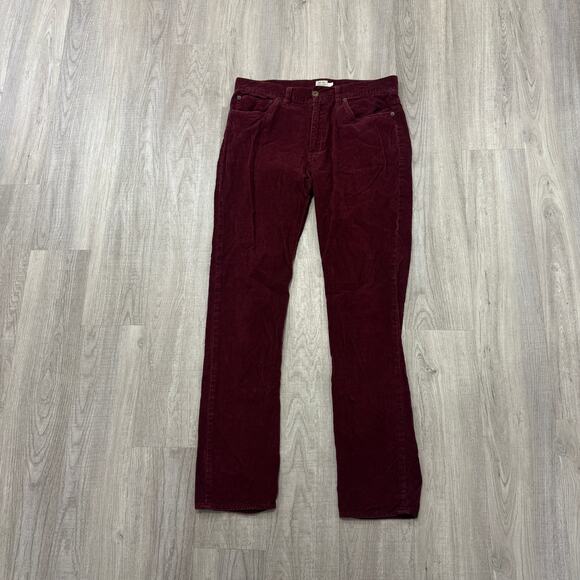 J Crew Urban Slim Fit Corduroy Pants Men's 32x34 Red Flat Front Chino Preppy - Picture 1 of 9